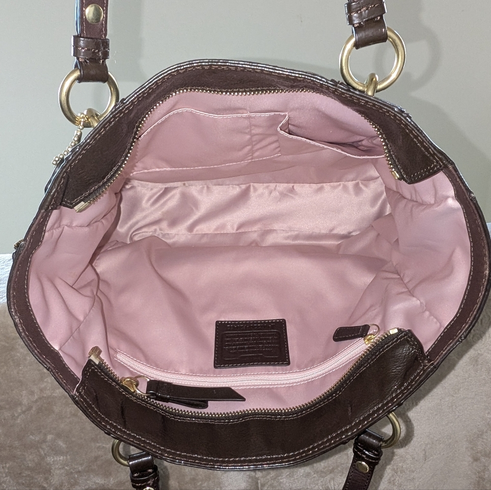 Coach Mahogany/Dark Brown Patent Leather Tote Bag - Picture 8 of 15
